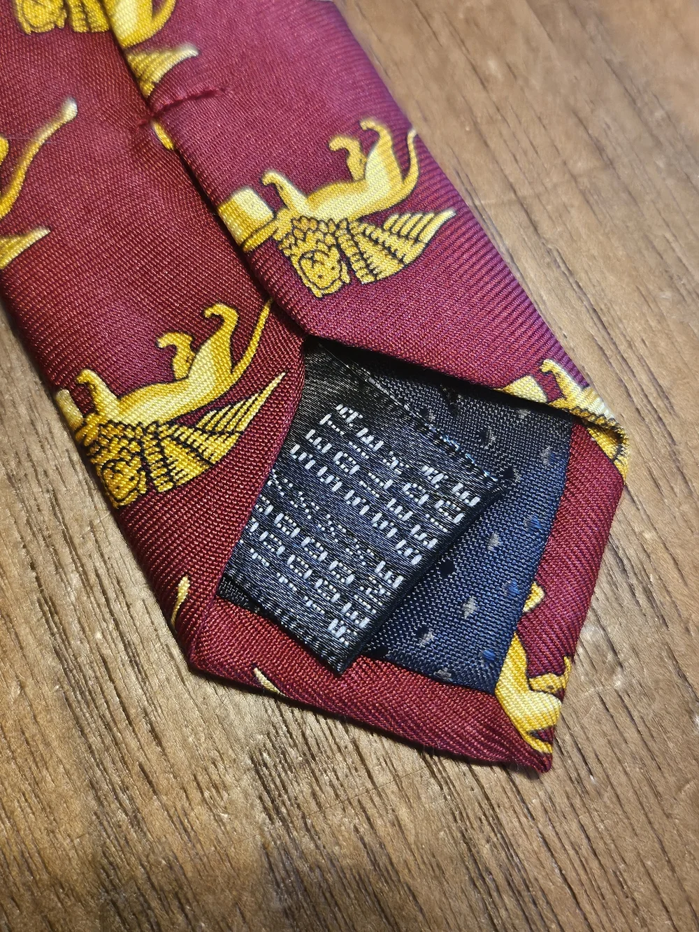 Fabris Venezia Italy 100% Silk Deep Red Tie with Gild Winged Lion Print